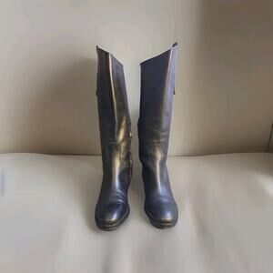 Arturo Chiang Women's Motorcycle Riding Boots Tall, Black Leather, US Size 7.5M